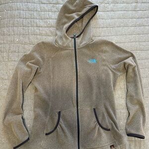 The North Face Grey Hooded Fleece with Bright Blue Logo